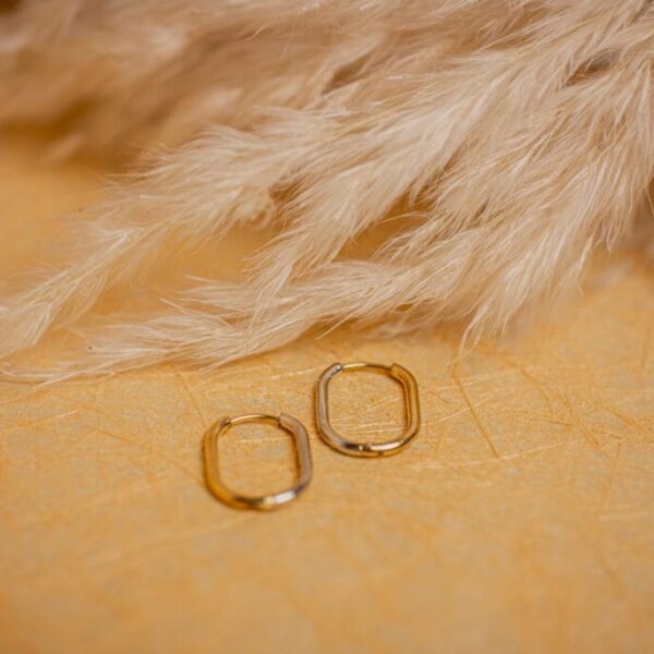 Dual Tone Rectangle Dainty Hoops